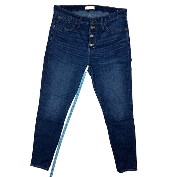 Madewell 9" Mid-Rise Skinny Jeans in Hayes Wash Size 32 Button Fly J9491 Denim - Picture 16 of 16
